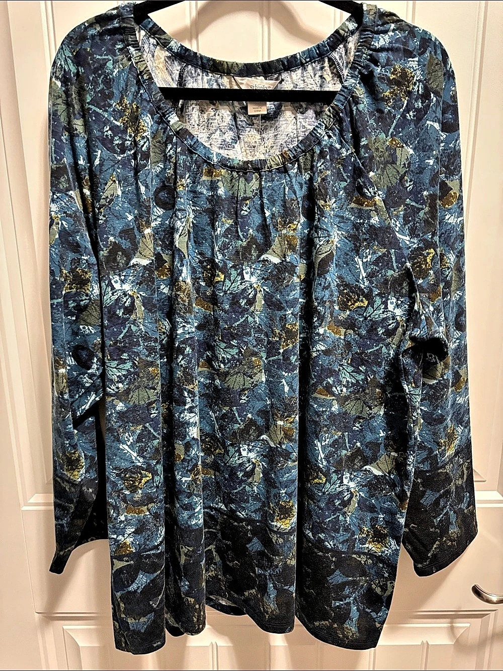 NWT Christopher & Banks 2X Abstract Print Long Sleeve Tunic Top